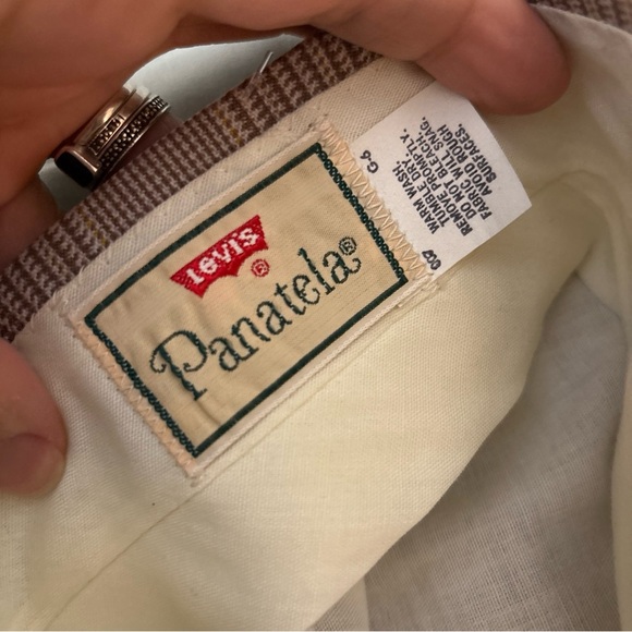 Vintage Levi's Panatela Trouser Creased Pants Tan  Plaid Retro Size 33 34 X 31 - Picture 5 of 9